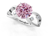 White gold Fancy Pink Round  Cut Solitaire Diamond with Side Stones on Criss-Cross Band and Four-Prong Setting_1