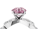White gold Fancy Pink Round  Cut Solitaire Diamond with Side Stones on Criss-Cross Band and Four-Prong Setting_4