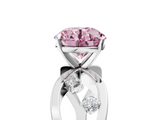 White gold Fancy Pink Round  Cut Solitaire Diamond with Side Stones on Criss-Cross Band and Four-Prong Setting_5