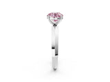 White gold Fancy Pink Round  Cut Solitaire Engagement Ring with Flat Band and Four-Prong Setting 2
