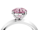 White gold Fancy Pink Round  Cut Solitaire Engagement Ring with Flat Band and Four-Prong Setting 4
