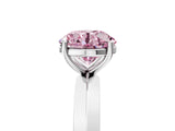 White gold Fancy Pink Round  Cut Solitaire Engagement Ring with Flat Band and Four-Prong Setting 5