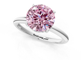 White gold Fancy Pink Round  Cut Solitaire Engagement Ring with Four-Prong Setting and Classic Band_1