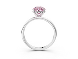 White gold Fancy Pink Round  Cut Solitaire Engagement Ring with Four-Prong Setting and Classic Band_3