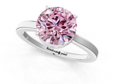 White gold Fancy Pink Round  Cut Solitaire Engagement Ring with Four-Prong Setting on a Classic Band_1