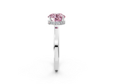 White gold Fancy Pink Round  Cut Solitaire Engagement Ring with Four-Prong Setting on a Classic Band_2