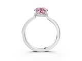 White gold Fancy Pink Round  Cut Solitaire Engagement Ring with Four-Prong Setting on a Classic Band_3