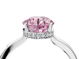 White gold Fancy Pink Round  Cut Solitaire Engagement Ring with Four-Prong Setting on a Classic Band_4