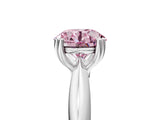 White gold Fancy Pink Round  Cut Solitaire Engagement Ring with Tapered Band and Four-Prong Setting
