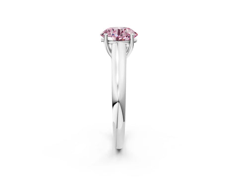 White gold Fancy Pink Round Cut Solitaire Engagement Ring with Tapered Band and Four-Prong Setting_29