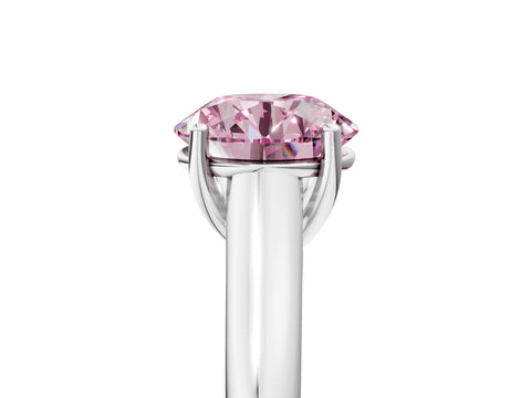 White gold Fancy Pink Round Cut Solitaire Engagement Ring with Tapered Band and Four-Prong Setting_32