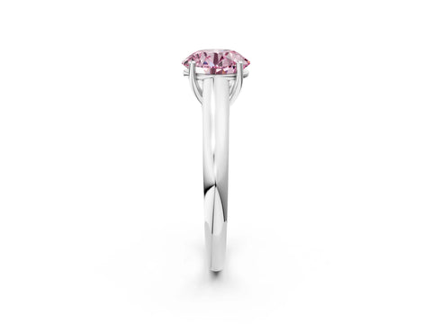White gold Fancy Pink Round Cut Solitaire Engagement Ring with Tapered Band and Four-Prong Setting_5