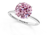White gold Fancy Pink Round  Cut Solitaire Engagement Ring with Thin Band and Four-Prong Setting_4