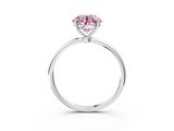 White gold Fancy Pink Round  Cut Solitaire Engagement Ring with Thin Band and Four-Prong Setting_6