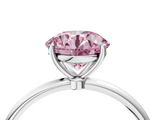 White gold Fancy Pink Round  Cut Solitaire Engagement Ring with Thin Band and Four-Prong Setting_7