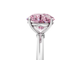 White gold Fancy Pink Round  Cut Solitaire Engagement Ring with Thin Band and Four-Prong Setting_8