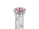 White gold Fancy Pink Round  Cut Solitaire Engraved Band with Four-Prong Setting_5