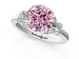 White gold Fancy Pink Round  Cut Solitaire Floral Diamond Ring with Four-Prong Setting_1