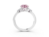 White gold Fancy Pink Round  Cut Solitaire Floral Diamond Ring with Four-Prong Setting_3