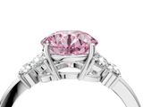 White gold Fancy Pink Round  Cut Solitaire Floral Diamond Ring with Four-Prong Setting_4