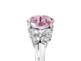 White gold Fancy Pink Round  Cut Solitaire Floral Diamond Ring with Four-Prong Setting_5