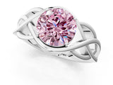 White gold Fancy Pink Round Cut Solitaire Intertwined Band Prong Setting Ring_1