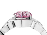 White gold Fancy Pink Round Cut Solitaire Intertwined Band Prong Setting Ring_4