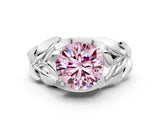 White gold Fancy Pink Round Cut Solitaire Leaf-Inspired Engagement Ring with Prong Setting_22