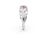 White gold Fancy Pink Round Cut Solitaire Leaf-Inspired Engagement Ring with Prong Setting_24
