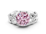 White gold Fancy Pink Round Cut Solitaire Leaf-Inspired Engagement Ring with Prong Setting_36
