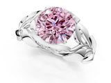 White gold Fancy Pink Round Cut Solitaire Leaf-Inspired Engagement Ring with Prong Setting_37