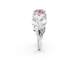 White gold Fancy Pink Round Cut Solitaire Leaf-Inspired Engagement Ring with Prong Setting_38
