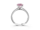 White gold Fancy Pink Round Cut Solitaire Milgrain Engraved Band with Four-Prong Setting_15