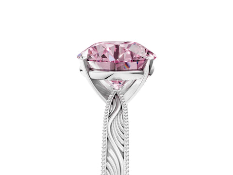 White gold Fancy Pink Round Cut Solitaire Milgrain Engraved Band with Four-Prong Setting_17