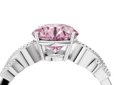 White gold Fancy Pink Round Cut Solitaire Milgrain Leaf Band with Prong Setting_16