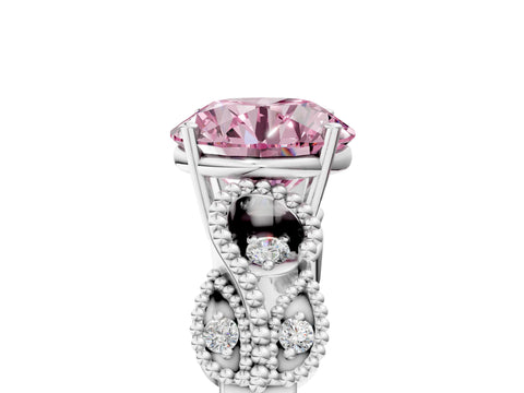 White gold Fancy Pink Round Cut Solitaire Milgrain Leaf Band with Prong Setting_17