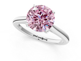 White gold Fancy Pink Round  Cut Solitaire Ring with Cathedral Band and Four-Prong Setting_1