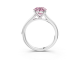White gold Fancy Pink Round  Cut Solitaire Ring with Cathedral Band and Four-Prong Setting_3