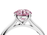 White gold Fancy Pink Round  Cut Solitaire Ring with Cathedral Band and Four-Prong Setting_4