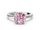 White gold Fancy Pink Round  Cut Solitaire Ring with Four-Prong Setting and Classic Band
