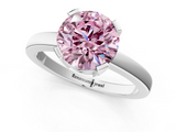 White gold Fancy Pink Round  Cut Solitaire Ring with Four-Prong Setting and Classic Band_1