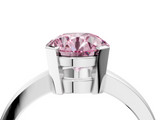 White gold Fancy Pink Round  Cut Solitaire Ring with Four-Prong Setting and Classic Band_4