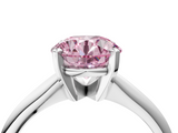 White gold Fancy Pink Round  Cut Solitaire Ring with Four-Prong Setting on a Classic Band_4