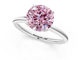 White gold Fancy Pink Round  Cut Solitaire Ring with Thin Band and Four-Prong Setting_1