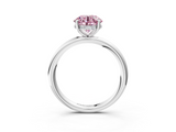 White gold Fancy Pink Round  Cut Solitaire Ring with Thin Band and Four-Prong Setting_3