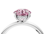 White gold Fancy Pink Round  Cut Solitaire Ring with Thin Band and Four-Prong Setting_4