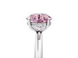White gold Fancy Pink Round  Cut Solitaire Ring with Thin Band and Four-Prong Setting_5