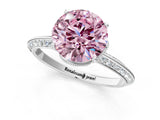 White gold Fancy Pink Round Cut Solitaire Split Shank Pave Diamond Engagement Ring with Four-Prong Setting_49