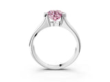 White gold Fancy Pink Round Cut Solitaire Tension Set Diamond Ring with Split Shank Band_38