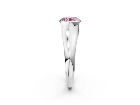 White gold Fancy Pink Round Cut Solitaire Tension Set Diamond Ring with Split Shank Band_50